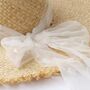 Monaco Cream White Ombré Ribbon Bow Straw Hat, thumbnail 3 of 3