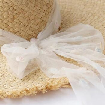 Monaco Cream White Ombré Ribbon Bow Straw Hat, 3 of 3