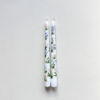 Hand Painted Wildflower White Taper Candles, 3 of 7
