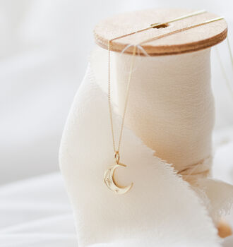 Solid Gold Crescent Moon Necklace, 3 of 11
