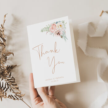 Wedding Thank You Cards Peach Pastel Floral, 2 of 6