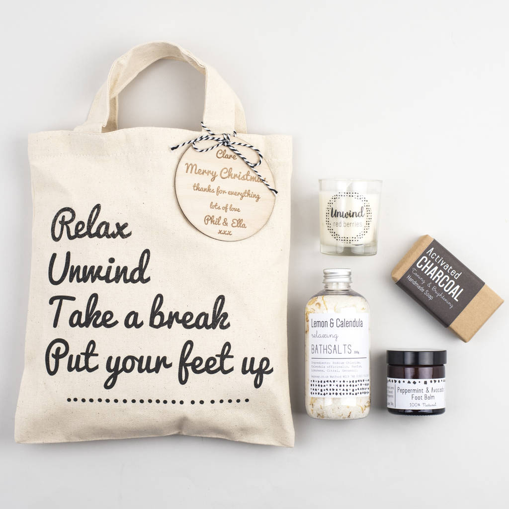 Sit Back And Relax Personalised Pamper Gift Bag By Fora Creative ...