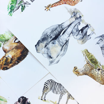 Personalised Safari Animals Children's Art Print, 3 of 5
