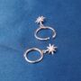 925 Silver Dangle Star Hoop Earrings, thumbnail 4 of 7