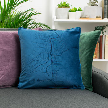 Velvet Personalised Map Cushion, 10 of 12