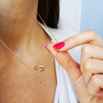 Plated Rose Gold / Silver Friendship Knot Necklace, 2 of 7