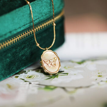 Butterfly Mother Of Pearl Locket Necklace – A Timeless Gift For Mum, 3 of 12