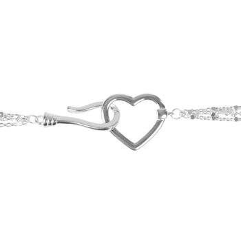 Silver Hook And Heart Pendant Multi Chain Lariat Necklace, 4 of 12