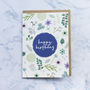 Blue Pressed Flowers Birthday Card, thumbnail 2 of 3