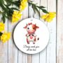 Personalised Cute Cow Love Heart Hand Decoration, thumbnail 1 of 2