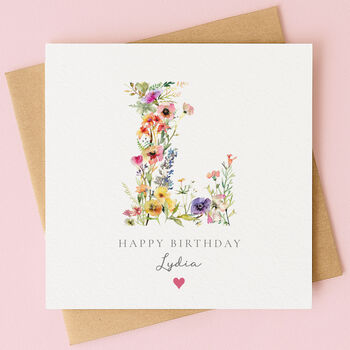 Personalised Wildflower Initial Birthday Card, 3 of 7