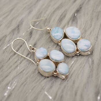 Larimar Drop Earrings: Sterling Silver Blue Gemstone, 8 of 12