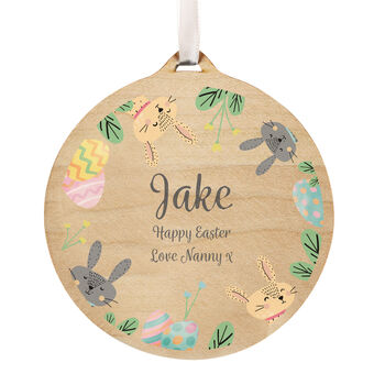 Personalised Easter Bunny Wooden Hanging Decoration, 5 of 6