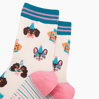 Party Dogs Bamboo Socks In Cream, 2 of 4