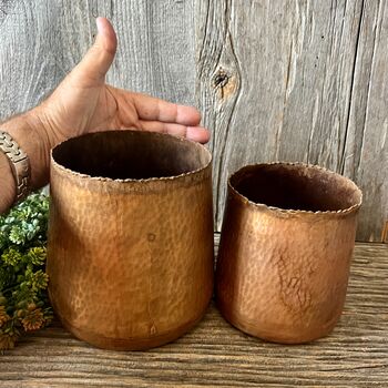 A Set Of Two Vintage Style Copper Planters, 5 of 6