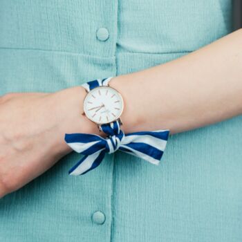 Blue Stripe Cloth Summer Wristwatch For Women, 6 of 6