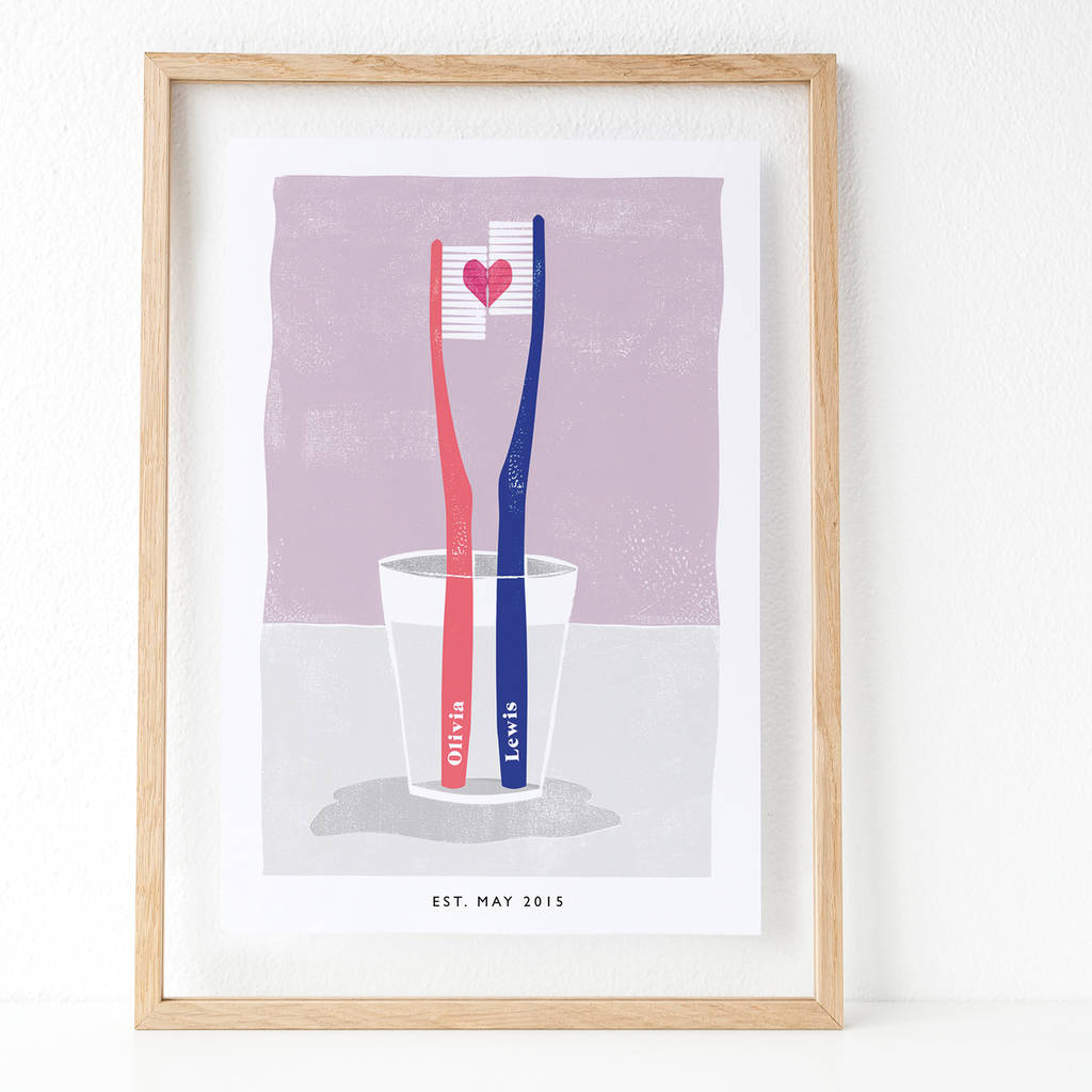 Personalised Couples Toothbrush Print, 1 of 8