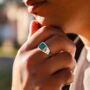 Square Opal Gem Silver Signet Ring For Men Mens Rings, thumbnail 3 of 11