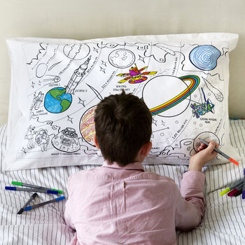 Space Pillowcase Kit + 10 Pens, Colour In And Learn, 6 of 10