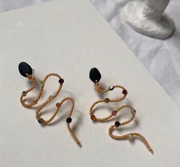 Tourmaline Snake Earrings, 6 of 6