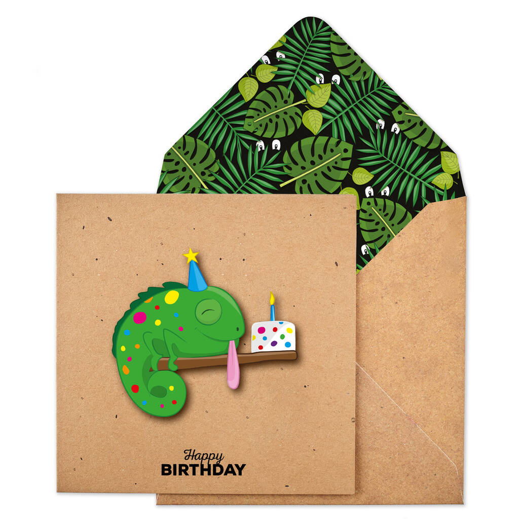 Handmade Chameleon Personalised Birthday Card, 1 of 5