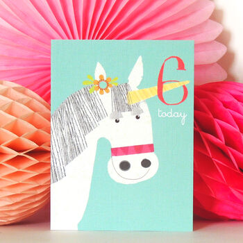 Mini Unicorn 6th Birthday Card, 3 of 4