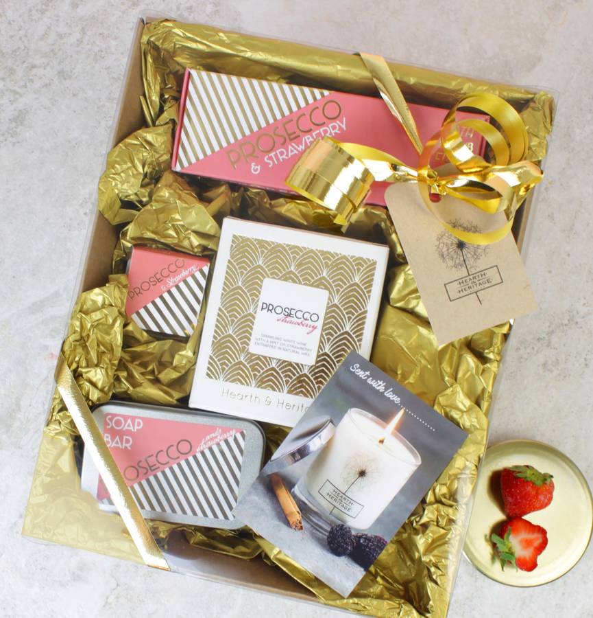 Large Prosecco Themed Pamper Hamper By Hearth & Heritage