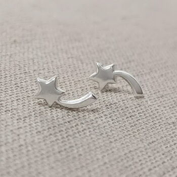 Sterling Silver Shooting Star Stud Earrings, 2 of 5