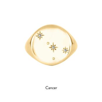 Zodiac Constellation Diamond Signet Ring Solid Gold, 8 of 12