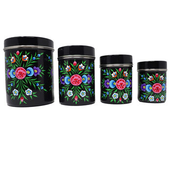 Hand Painted Tea Coffee Sugar Canister Set, 8 of 9