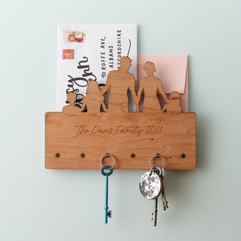 Family Silhouette Wooden Key Holder And Letter Rack, 2 of 3