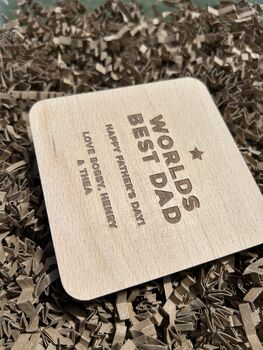 Personsalised Wooden Oak Beer Opener Coaster Gift, 3 of 4