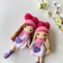 Organic Hand Knitted Doll With Cute Dress For Girls, thumbnail 9 of 12