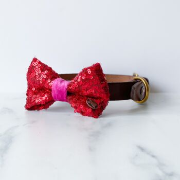 Red Sequin Christmas Dog Bow Tie, 2 of 2