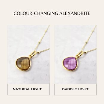 Gold Plated Colour Changing Alexandrite Charm Necklace, 3 of 5