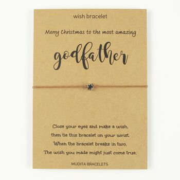 Merry Christmas To Amazing Godfather Wish Bracelet And Card, 3 of 5