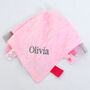 Personalised Pink Comforter With Taggies, thumbnail 2 of 8