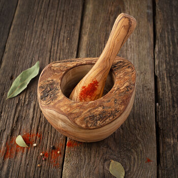 Rustic Olive Wood Pestle And Mortar, 2 of 4