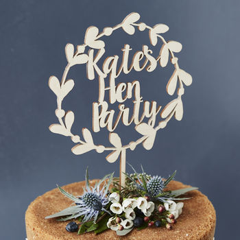 Personalised Wooden Floral Hen Party Cake Topper, 6 of 6