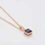 Sapphire 18k Rose Gold Plated Square Necklace, thumbnail 3 of 4