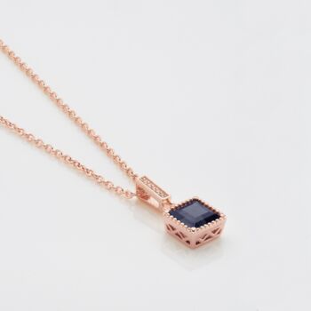 Sapphire 18k Rose Gold Plated Square Necklace, 3 of 4