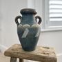 Vintage Mediterranean Blue Green Brown Amphora Vase, thumbnail 2 of 6