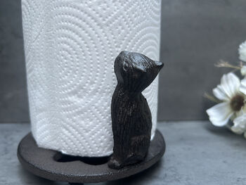 Cast Iron Kitchen Roll Holder – Cat And Bird Design, 8 of 11