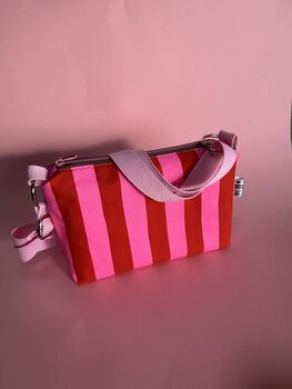 Boxy Pink And Red Stripey Crossbody Bag, 4 of 6