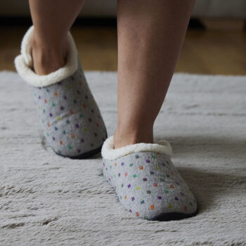 Olivia Grey Spotty Women's Slippers Indoor/Garden Shoes, 3 of 6