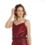 Burgundy Satin Teddy Playsuit With Lace, thumbnail 1 of 4