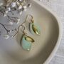 Ceramic Mint Leaf Dangle Earrings Gold Plated, thumbnail 4 of 6