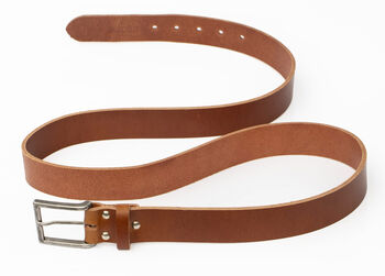 Handmade Tan Leather Belt Men's English Leather 35mm Wide, 4 of 10