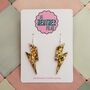 Large Gold And Silver Lightning Bolt Earrings / Mixed Metal Statement / Bold Metallic Dangles / Glam Rock Jewellery, thumbnail 1 of 6
