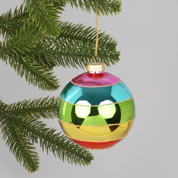G Decor Sparkling Rainbow Glass Christmas Tree Bauble, 3 of 4